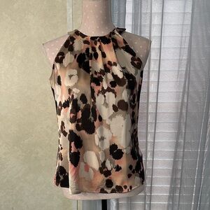 Eva Mendes for New York & Company Abstract Print Halter Top - Pink, Brown, Cream